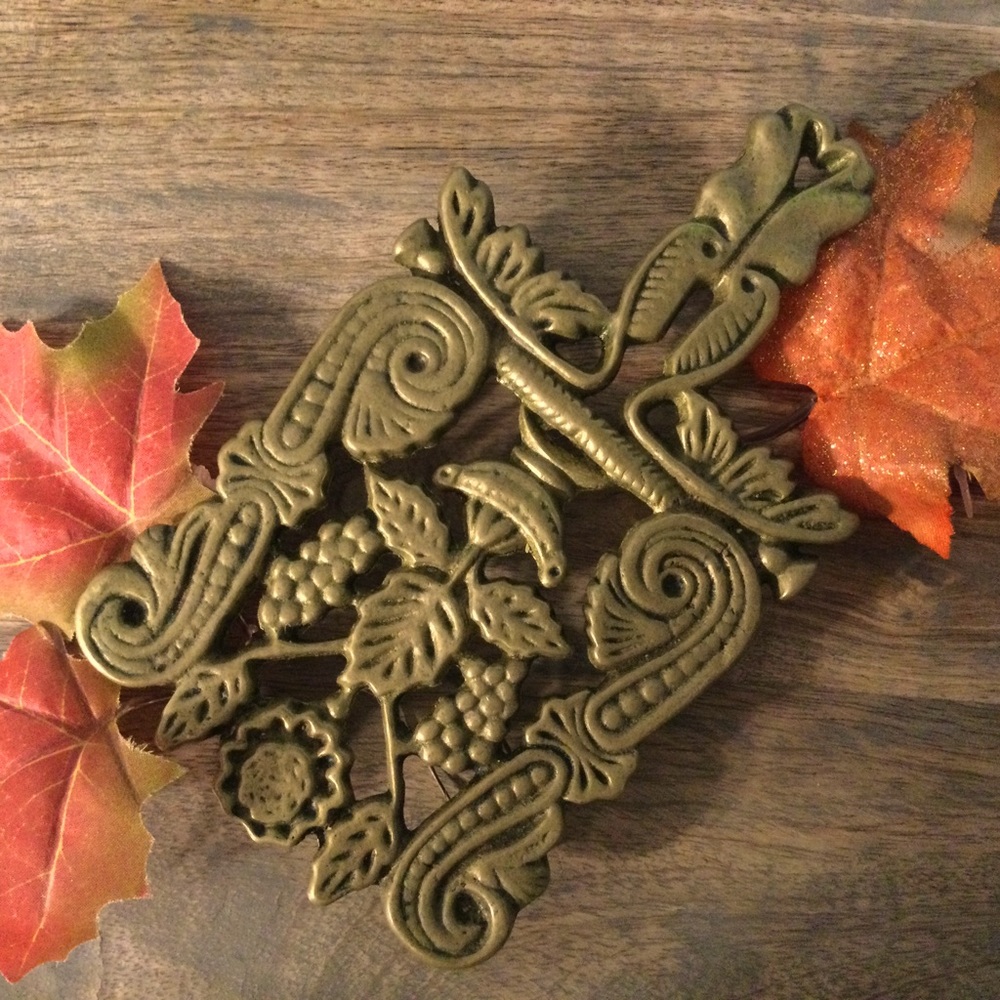 Vintage Mid-Century Solid Brass Trivet